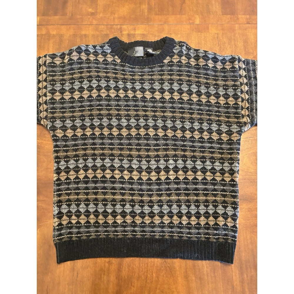 J. Ferrar Sweater Mens Large Argyle Diamond Striped Grandpa Dad Pullover VTG